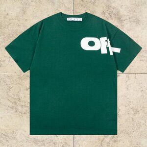 Off-White Men's Green T-Shirt